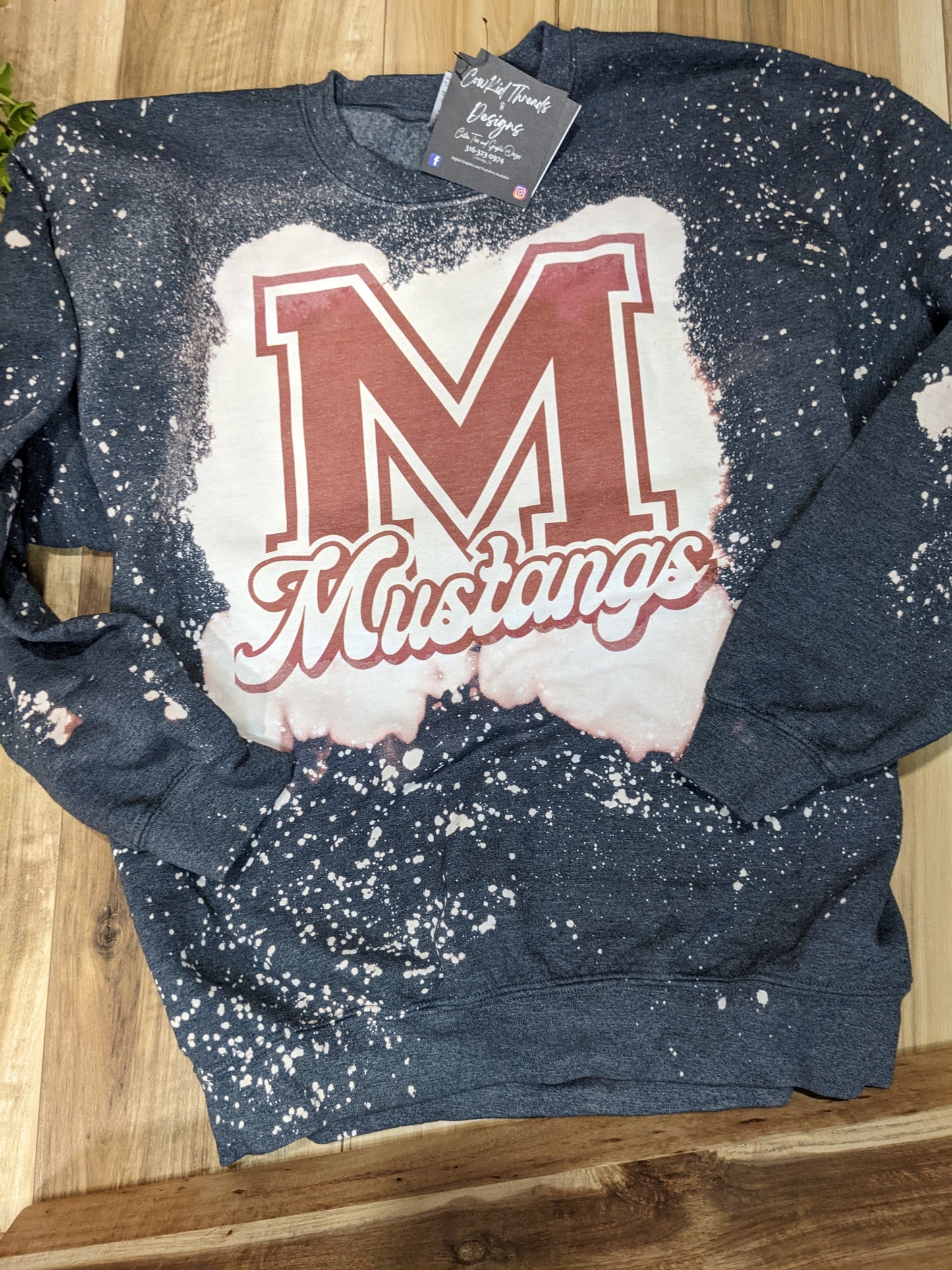 Acid Wash Varsity Mustang Sweatshirt